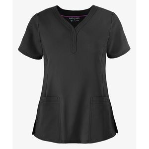 SOLD - Healing Hands - Women’s Purple Label Jane Y-Neck 2-Pocket Black Scrub Top